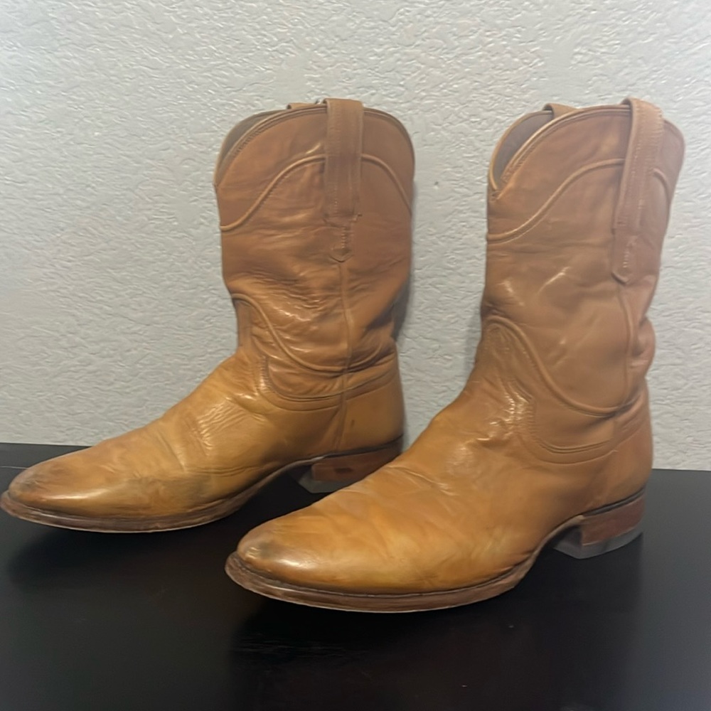 TECOVAS brown/yellow Roper boots mens sz 10.5